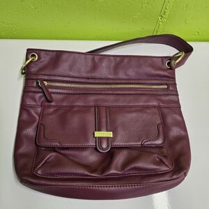Franco Sarto Plum Leather Shoulder Bag